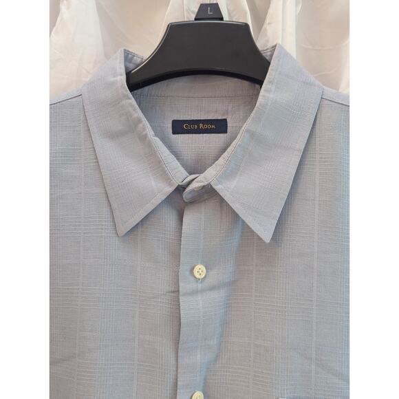 Club Room Blue Linen/Cotton Blend XXL One Pocket Short Sleeve Button Up - Picture 2 of 8